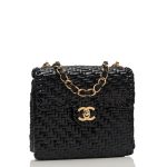 Chanel Vintage Glazed Black Wicker Mini Flap Bag - Image 4