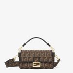 Fendi Baguette Medium Brown Jacquard Fabric Bag