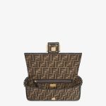 Fendi Baguette Medium Brown Jacquard Fabric Bag - Image 4