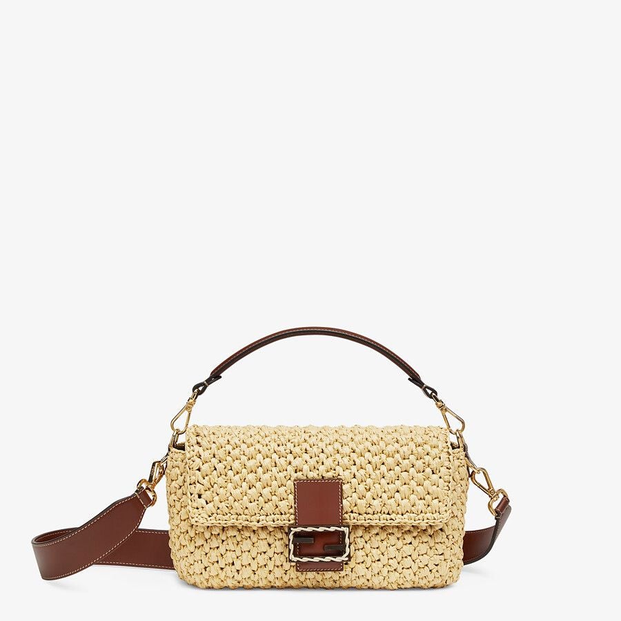 8BR600AAYNF1E1B_01_large-grey Fendi Baguette Medium Woven Straw Bag - Image 1