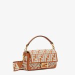 Fendi Baguette Medium Brown Leather Bag With FF Embroidery - Image 2