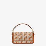 Fendi Baguette Medium Brown Leather Bag With FF Embroidery - Image 3