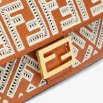 Fendi Baguette Medium Brown Leather Bag With FF Embroidery - Image 5