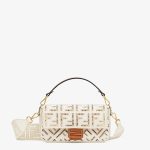 Fendi Baguette Medium Canvas Bag With Embroidery