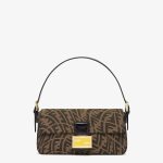 Fendi Baguette 1997 Medium Brown Jacquard FF Vertigo Bag