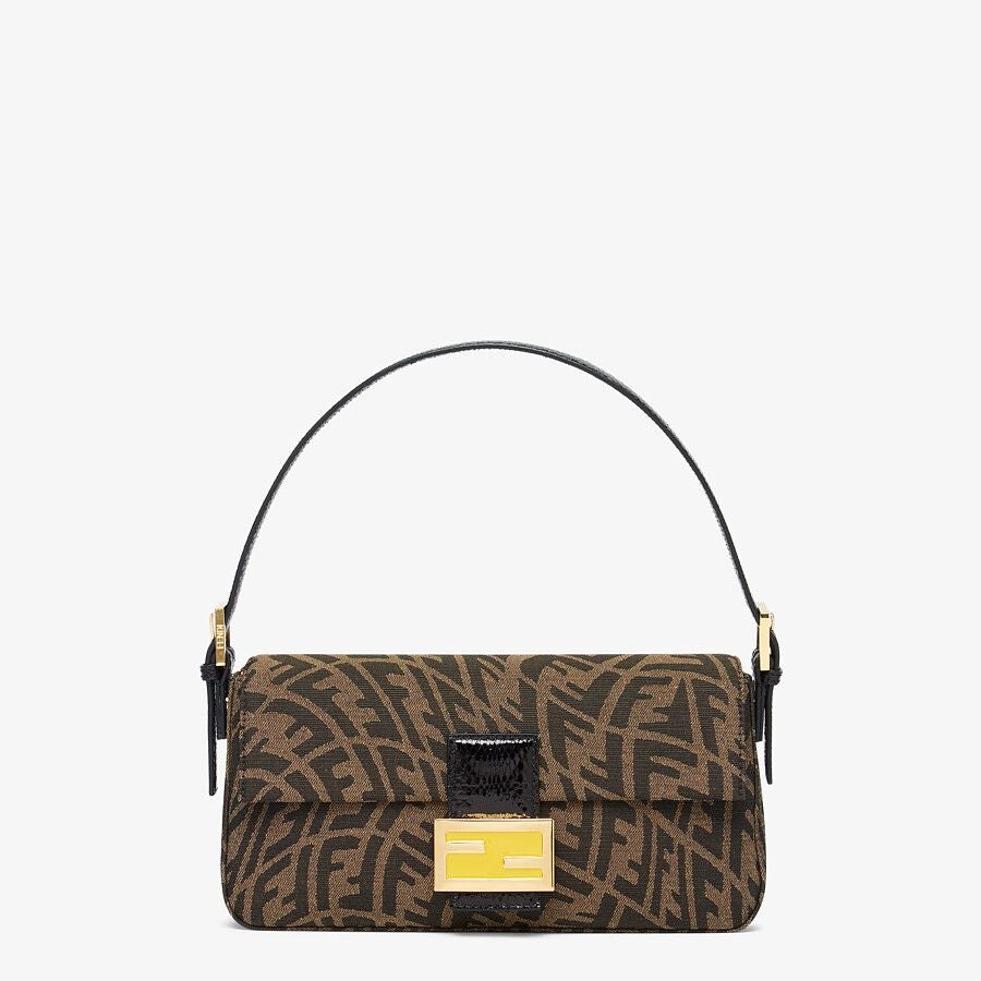 8BR792AFPAF1BAH_01_large-grey-1 Fendi Baguette 1997 Medium Brown Jacquard FF Vertigo Bag - Image 1