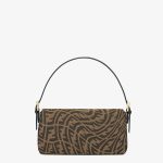 Fendi Baguette 1997 Medium Brown Jacquard FF Vertigo Bag - Image 3