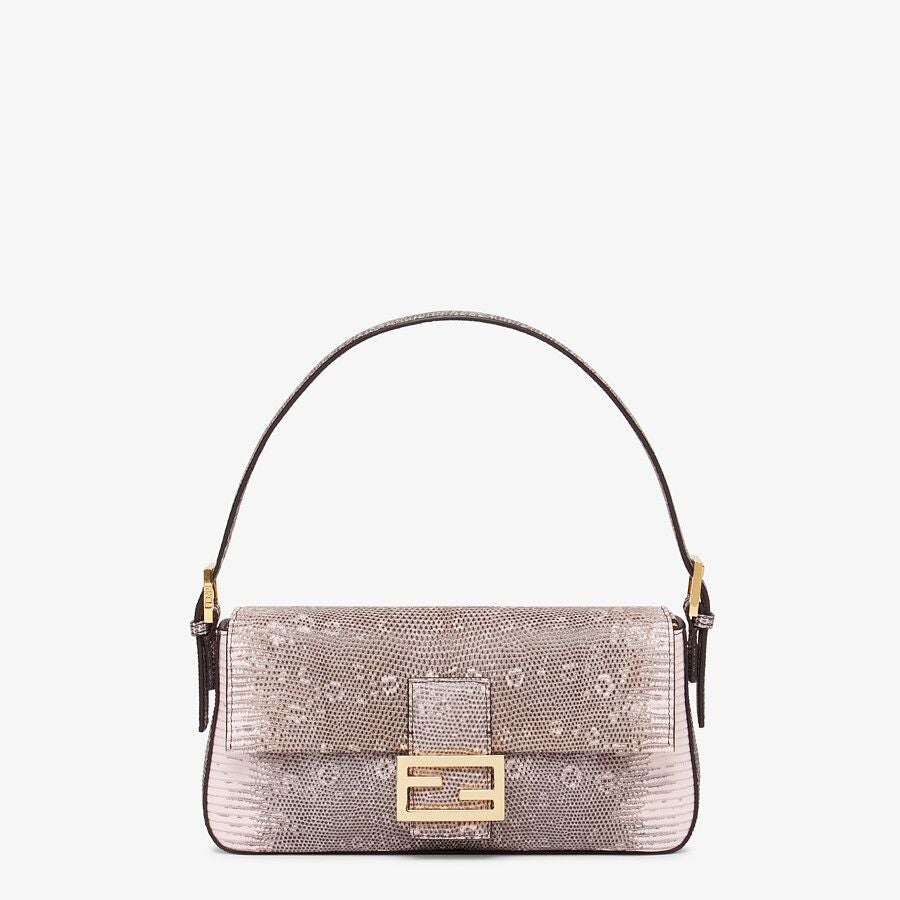 8BR792AFQDF1EF0_01_large-grey Fendi Baguette 1997 Medium Pink Lizard Leather Bag - Image 1