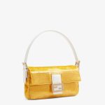 Fendi Baguette 1997 Yellow Satin Bag With Sequins - Image 2