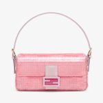 Fendi Baguette 1997 Pink Satin Bag With Sequins