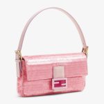 Fendi Baguette 1997 Pink Satin Bag With Sequins - Image 2