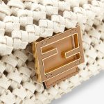 Fendi Baguette Beige Canvas Interlace Bag - Image 4