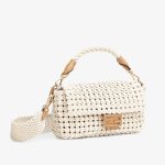 Fendi Baguette Beige Canvas Interlace Bag - Image 3