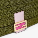 Fendi Baguette Medium Green Cotton Crochet Bag - Image 6