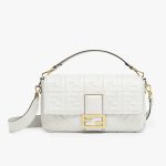 Fendi Baguette Large White Leather Bag