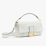 Fendi Baguette Large White Leather Bag - Image 3