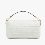Fendi Baguette Large White Leather Bag - Image 2