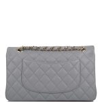 Chanel Shiny Gray Quilted Caviar Medium Classic Double Flap Bag Light Gold Hardware - Image 2