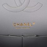 Chanel Shiny Gray Quilted Caviar Medium Classic Double Flap Bag Light Gold Hardware - Image 8