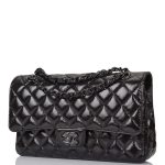 Chanel Shiny SO Black Crumpled Calfskin Quilted Medium Classic Double Flap Bag Black Hardware - Image 4