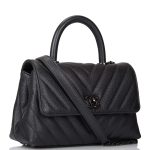 Chanel SO Black Chevron Caviar Mini Coco Handle Flap Bag Black Hardware - Image 3