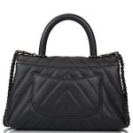 Chanel SO Black Chevron Caviar Mini Coco Handle Flap Bag Black Hardware - Image 6