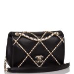 Chanel Entwined Chain Small Flap Bag Black Lambskin Light Gold Hardware - Image 4