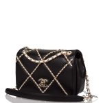 Chanel Entwined Chain Small Flap Bag Black Lambskin Light Gold Hardware - Image 5