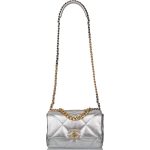 Chanel Silver Metallic Quilted Lambskin Medium 19 Flap Bag Mixed Hardware - Image 2