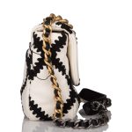 Chanel White and Black Crochet Quilted Calfskin Medium 19 Flap Bag Mixed Hardware - Image 6