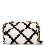 Chanel White and Black Crochet Quilted Calfskin Medium 19 Flap Bag Mixed Hardware - Image 3