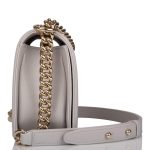 Chanel Medium Boy Bag Gray Quilted Caviar Light Gold Hardware - Image 6