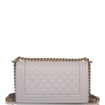 Chanel Medium Boy Bag Gray Quilted Caviar Light Gold Hardware - Image 3