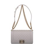 Chanel Medium Boy Bag Gray Quilted Caviar Light Gold Hardware - Image 2