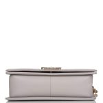 Chanel Medium Boy Bag Gray Quilted Caviar Light Gold Hardware - Image 7