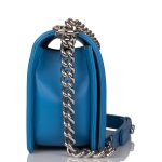 Chanel Medium Boy Bag Blue Calfskin Silver Hardware - Image 6