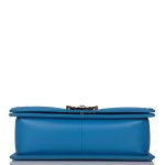 Chanel Medium Boy Bag Blue Calfskin Silver Hardware - Image 7