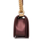 Chanel Plum Metallic Quilted Calfskin Small Boy Bag Antique Gold Hardware - Image 6