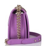 Chanel Purple Quilted Caviar Medium Boy Bag Light Gold Hardware - Image 6