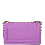 Chanel Purple Quilted Caviar Medium Boy Bag Light Gold Hardware - Image 3