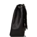 Chanel Maxi Classic Double Flap Bag Black Quilted Caviar Silver Hardware - Image 6