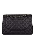 Chanel Maxi Classic Double Flap Bag Black Quilted Caviar Silver Hardware - Image 3