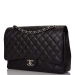 Chanel Maxi Classic Double Flap Bag Black Quilted Caviar Silver Hardware - Image 5