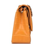 Chanel Orange Alligator Jumbo Classic Double Flap Bag Silver Hardware - Image 5