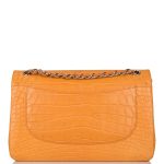 Chanel Orange Alligator Jumbo Classic Double Flap Bag Silver Hardware - Image 2