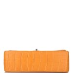 Chanel Orange Alligator Jumbo Classic Double Flap Bag Silver Hardware - Image 6