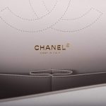 Chanel Light Gray Quilted Caviar Jumbo Classic Double Flap Bag Light Gold Hardware - Image 8