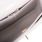 Chanel Light Gray Quilted Caviar Jumbo Classic Double Flap Bag Light Gold Hardware - Image 9