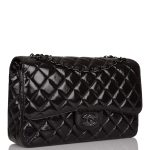 Chanel SO Black Shiny Crumpled Calfskin Jumbo Classic Double Flap Bag Black Hardware - Image 3