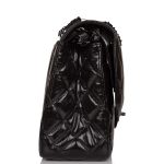 Chanel SO Black Shiny Crumpled Calfskin Jumbo Classic Double Flap Bag Black Hardware - Image 6